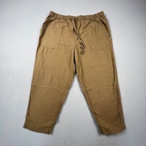 Universal Thread Pants Womens XL Brown Linen Blend Elastic Waist Casual Boho